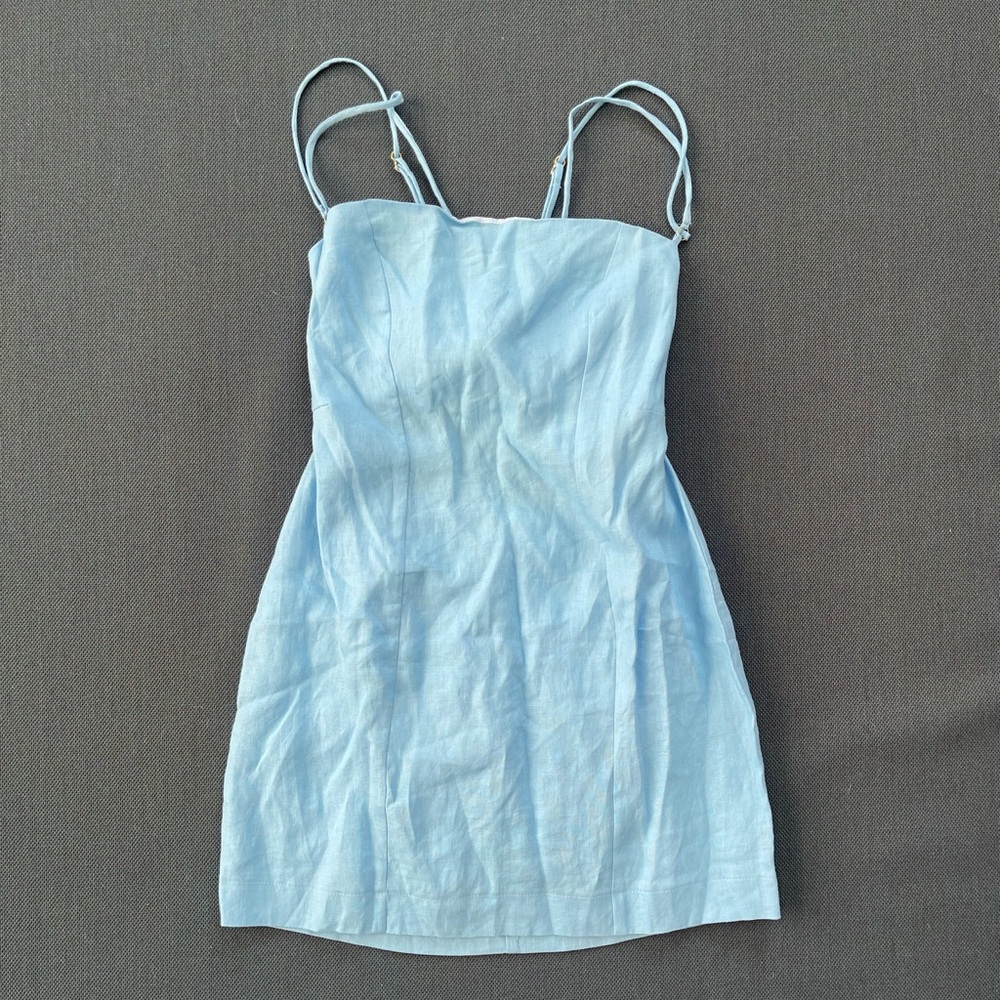 Light Blue Mini Sundress with Spaghetti Straps